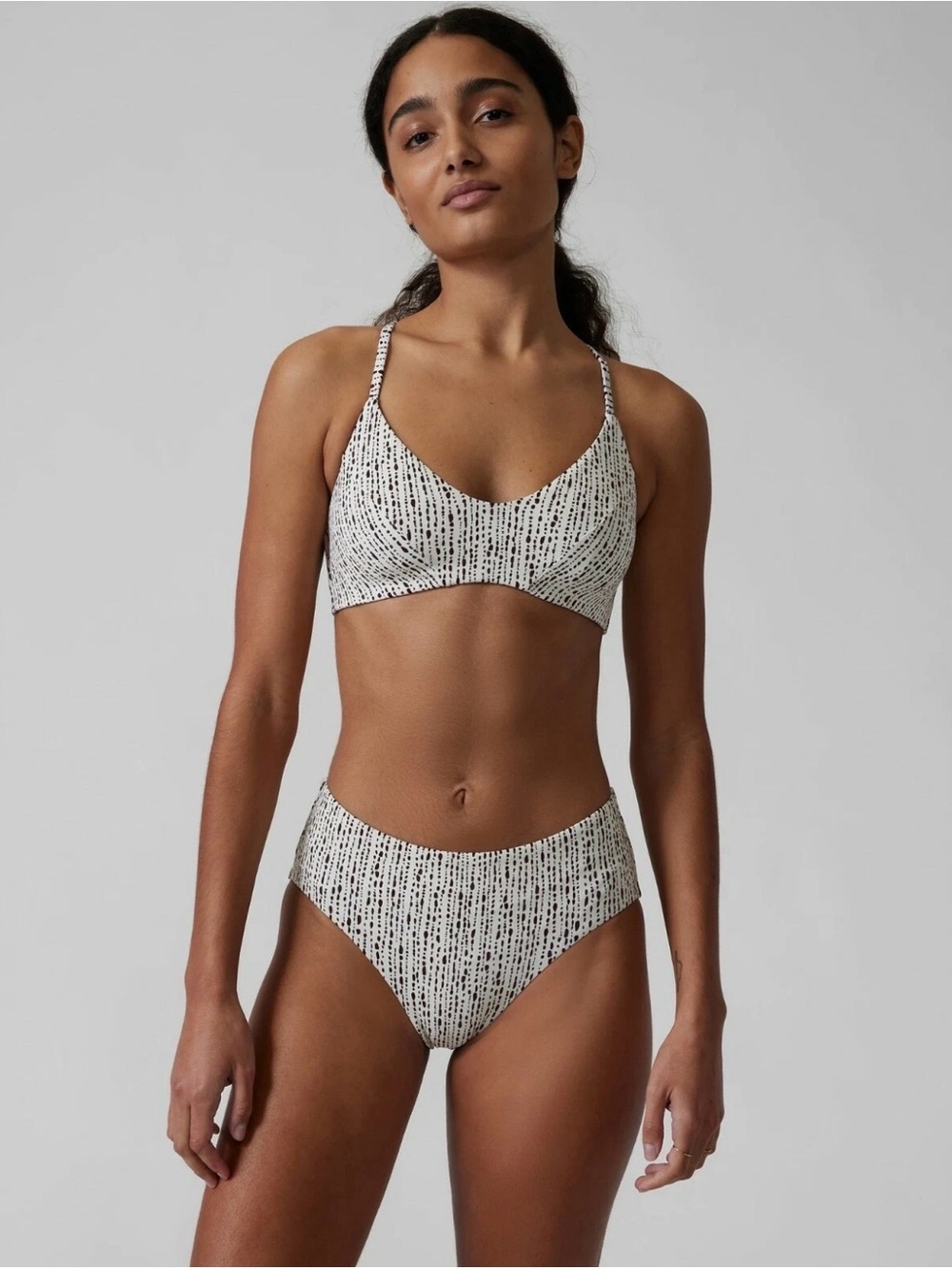 Athleta Black and White Speckled Triangle Bikini Top XL D-DD